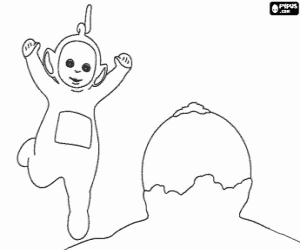 Laa-Laa and the snowball coloring page