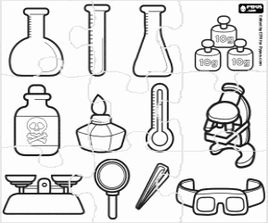 Laboratory equipment puzzle coloring page