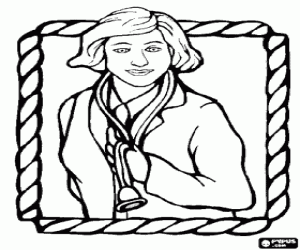 Lady doctor, a portrait coloring page