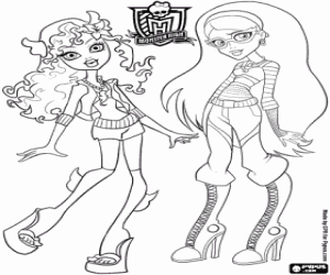 Lagoona Blue and Ghoulia Yelps coloring page