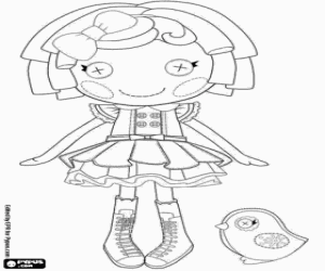 A Lalaloopsy doll and a bird coloring page