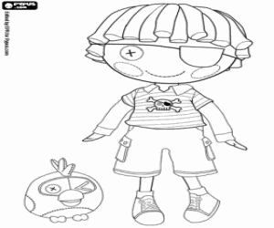 The Lalaloopsy doll and the parrot coloring page