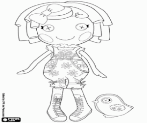 Lalaloopsy and a little bird coloring page