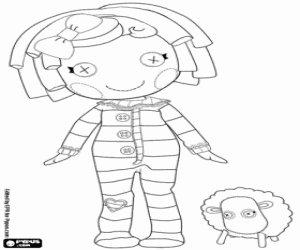 Lalaloopsy in pajamas and a sheep coloring page