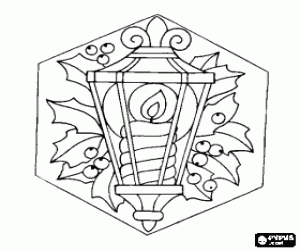 A lamp with Christmas candle coloring page