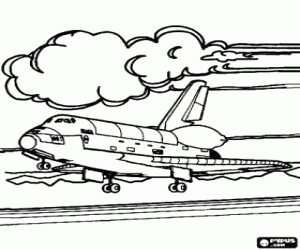 The landing of the space shuttle coloring page