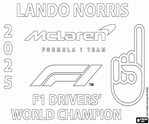 Lando Norris, F1 champion in 2025 coloring page
