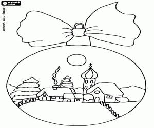 Landscape in a Christmas ball coloring page
