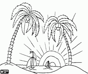 Landscape of sea and beach coloring page
