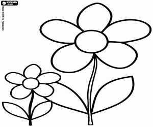 Large flower and little flower coloring page