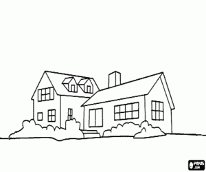 Large house with attic coloring page