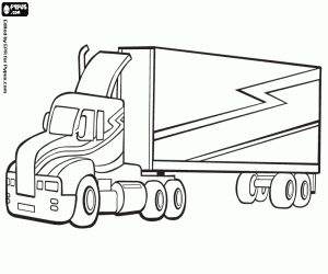 A large trailer truck coloring page