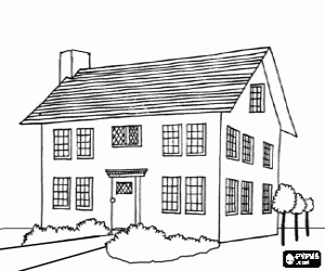 A large two-storey house coloring page