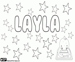 Layla, feminine name coloring page
