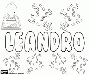 Leandro, male name coloring page