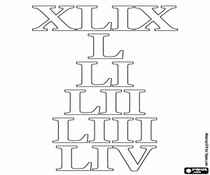 Learn the numbers from 49 to 54 coloring page