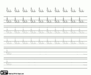 Learn how to write the syllable TU coloring page