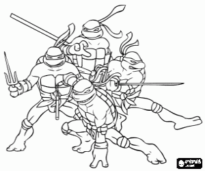 Leo, Mike, Raph, Don, ninja turtles coloring page
