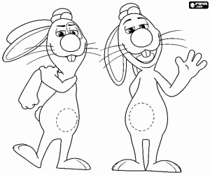 Leo and Teo, hares from Calimero coloring page