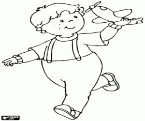 Leo with a toy airplane coloring page