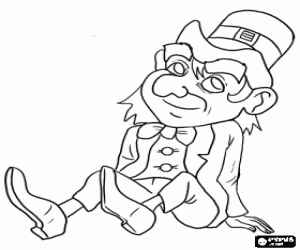 A leprechaun sitting on ground coloring page