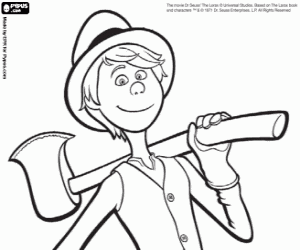Once-Ler with an axe coloring page