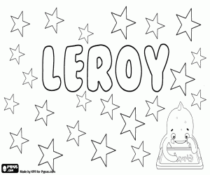 Leroy, male name in English coloring page