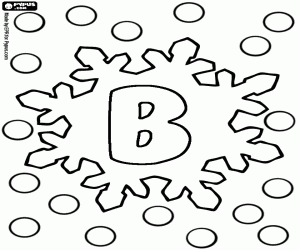 Letter B in a snowflake coloring page