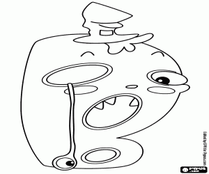 Letter B, monster with hat coloring page