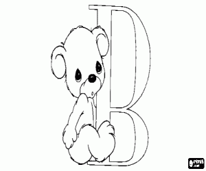 Letter B with a small bear coloring page