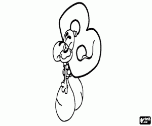Letter B with the mischievous little mouse coloring page