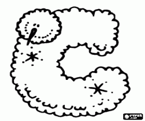 Letter C of winter or Christmas coloring page