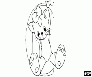 Letter C with little cat or a kitten coloring page