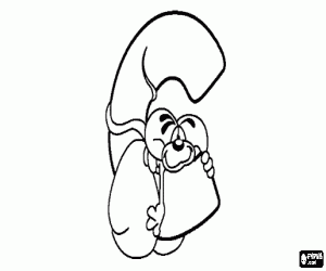 Letter C with the mischievous little mouse coloring page