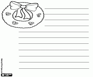 A letter with Christmas wreath coloring page