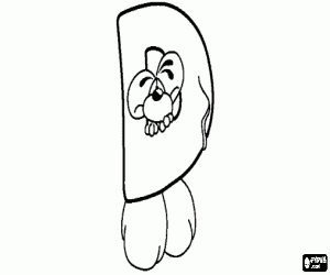 Letter D with the mischievous little mouse coloring page