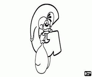 Letter G with the mischievous little mouse coloring page