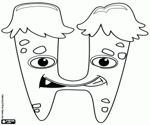 Letter H, the monster and grimace coloring page
