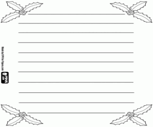 Letter with holly for Christmas coloring page