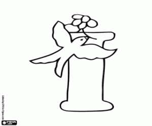 Letter I with a bird flying coloring page