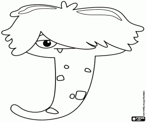 Letter J, Monster Emo style coloring page