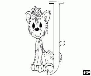 Letter J with a small jaguar coloring page