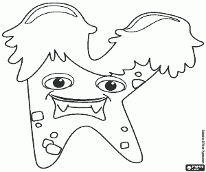 Letter K, a rocker style monster coloring page