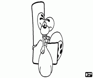 Letter L with the mischievous little mouse coloring page