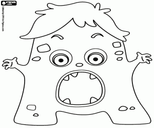 Letter A, a monster with arms coloring page
