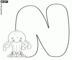 The letter N with Pypus coloring page