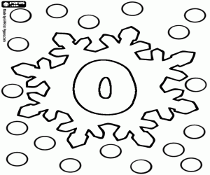 Letter O from alphabet with snow coloring page