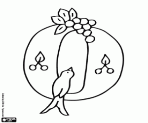 The letter O and a little bird coloring page