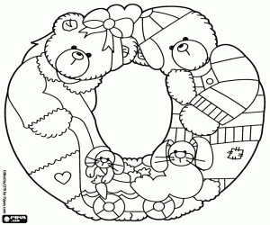 Letter O with two bears and bunnies coloring page