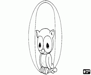 Letter O with a little owl coloring page